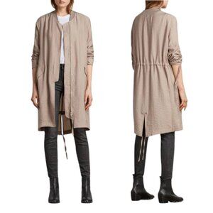 All Saints Ellis Parka Jacket L Lightweight, Neutral, Quiet Luxury, Elio Bomber